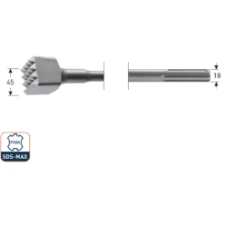 SDS-Max Bush Hammer Chisel, 45 × 45 mm, 16 Teeth