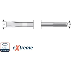SDS-Max Flat Chisel – Extreme, 25 × 400 mm